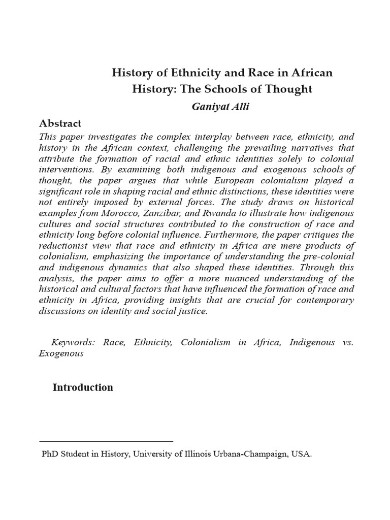 Race and Ethnicity in African History | PDF | Race (Human ...