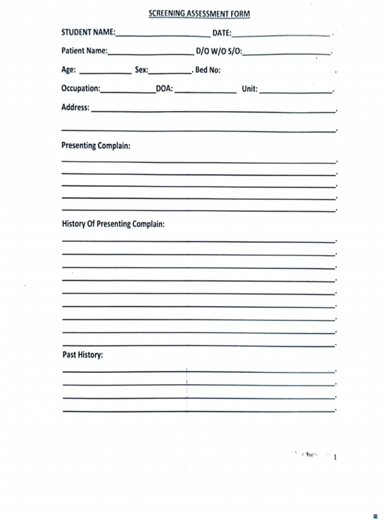 Clinical Assessment Form | PDF