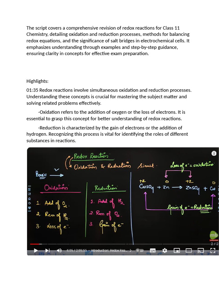 Redox Reactions and Electrochemical Cells | PDF | Redox | Electrochemistry