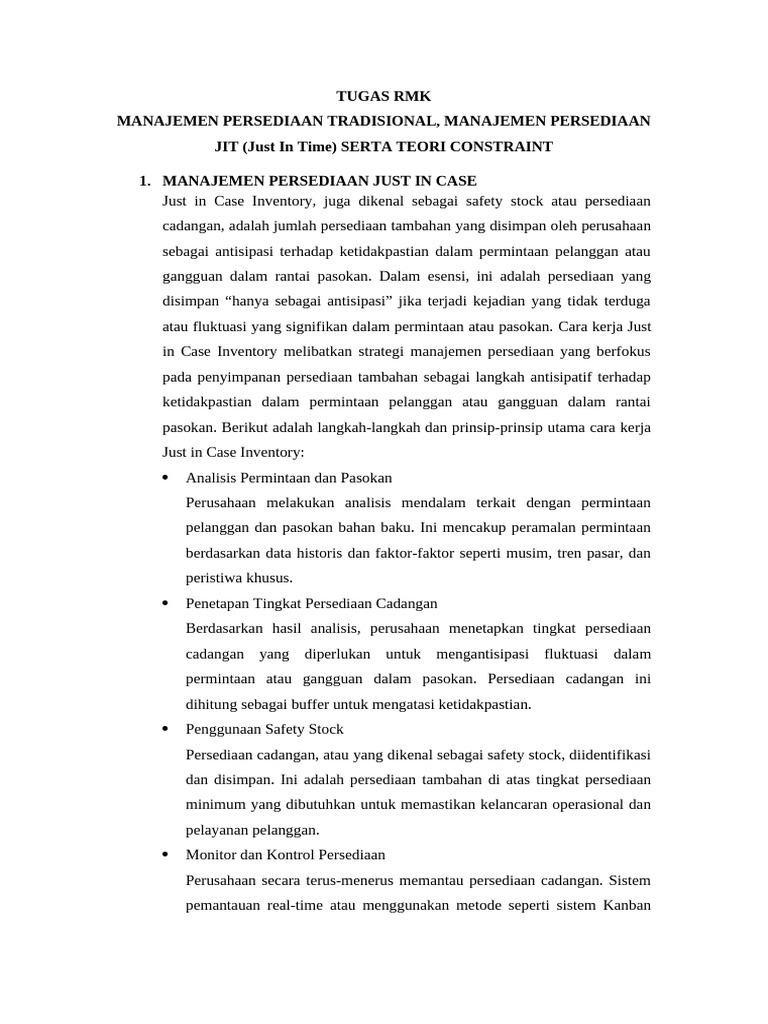 Manajemen Persediaan JIT dan Tradisional | PDF
