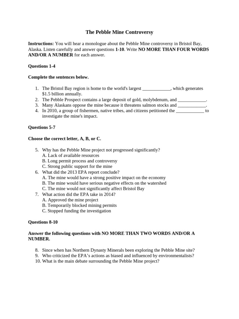 Pebble Mine Controversy Overview | PDF | Natural Environment