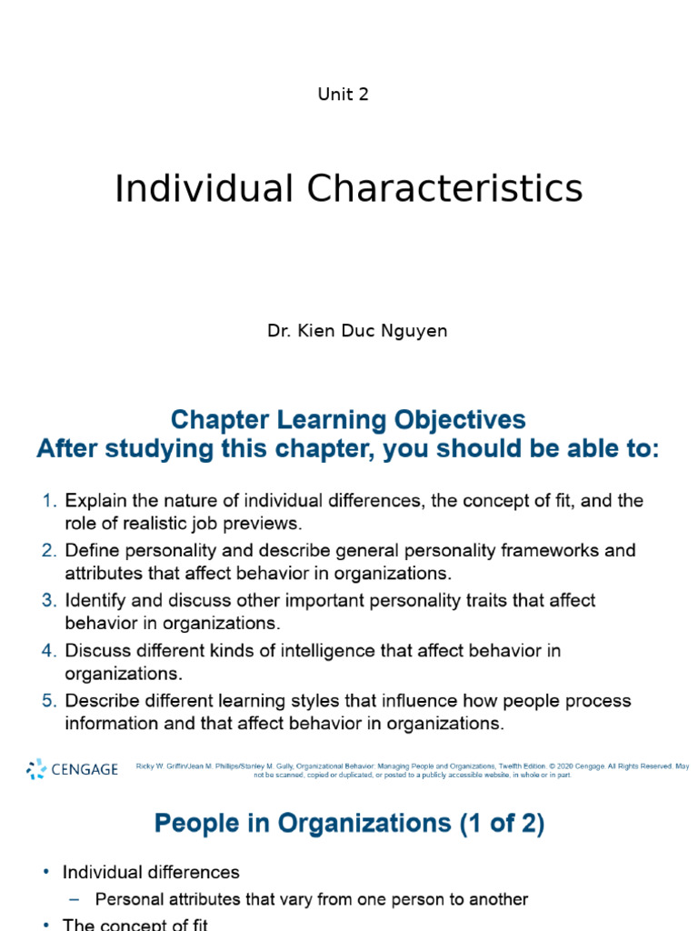 Unit 2 Individual Characteristics | PDF | Learning Styles | Experience