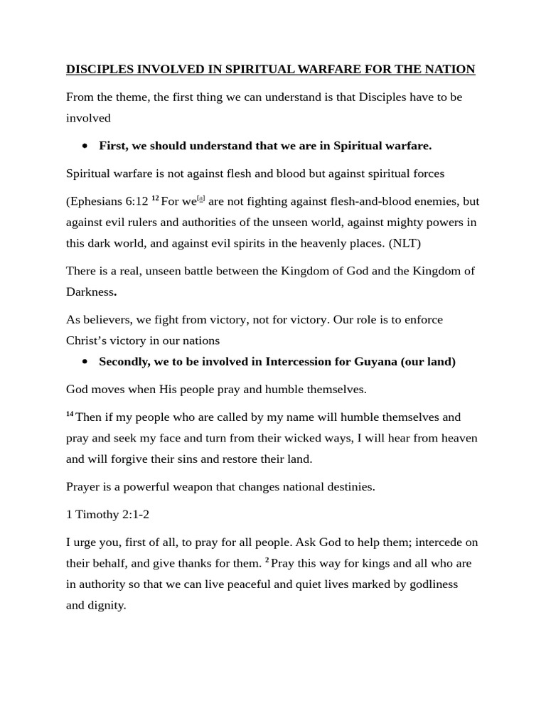 Spiritual Warfare: Disciples' Role in Prayer | PDF | Spiritual Warfare ...