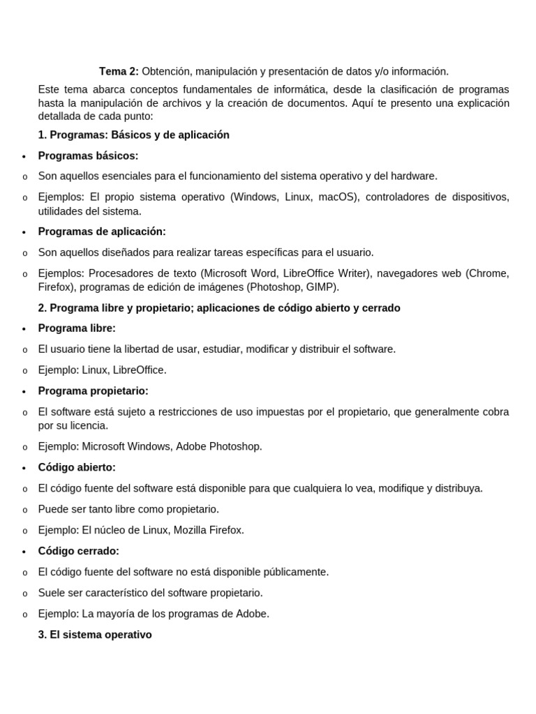 Informatca Tema 2 | PDF | Archivo de computadora | Software de la ...