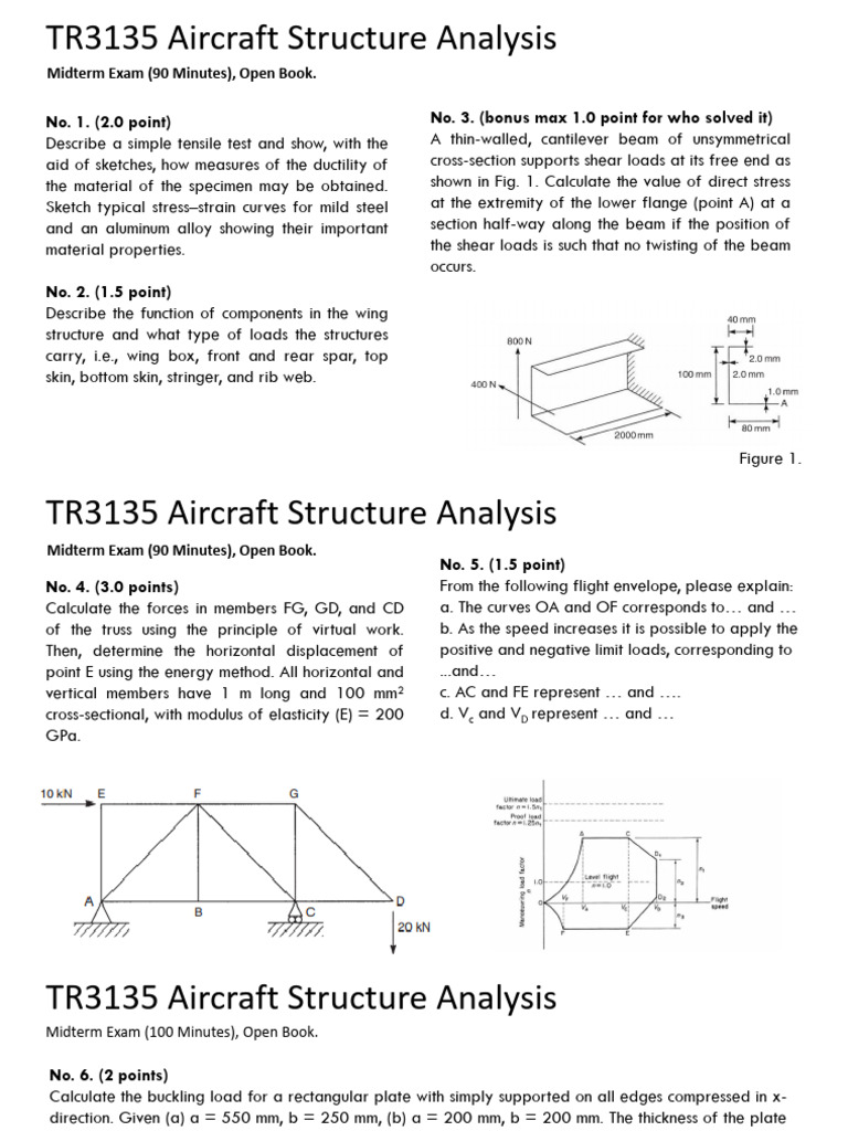 Aircraft Structure Analysis Exam Guide | PDF | Deformation (Engineering ...