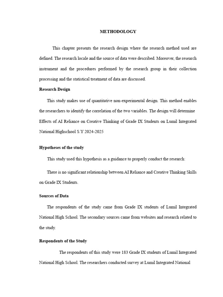 Chapter 3 Methodology Copy 1 | PDF | Statistics | Sampling (Statistics)