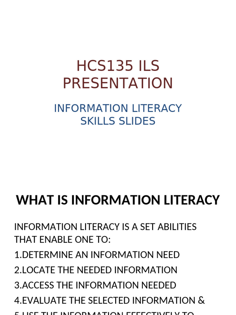 Information Literacy Skills Overview | PDF | Information Literacy ...