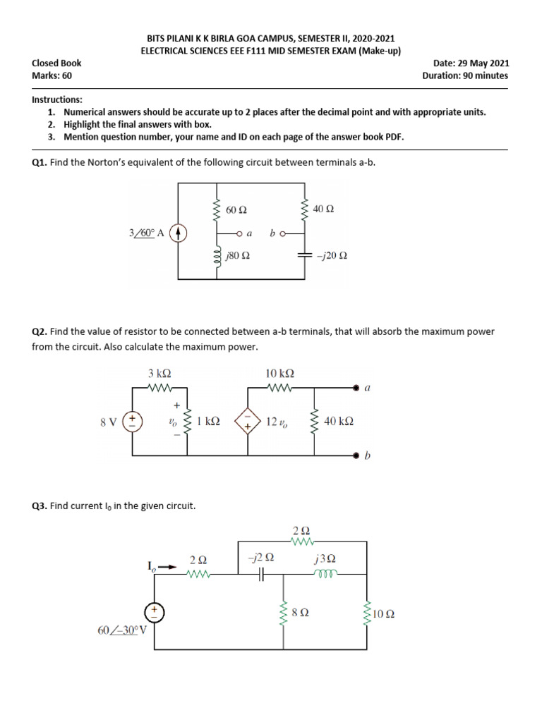 ES Midsem Makeup Paper 2021 | PDF