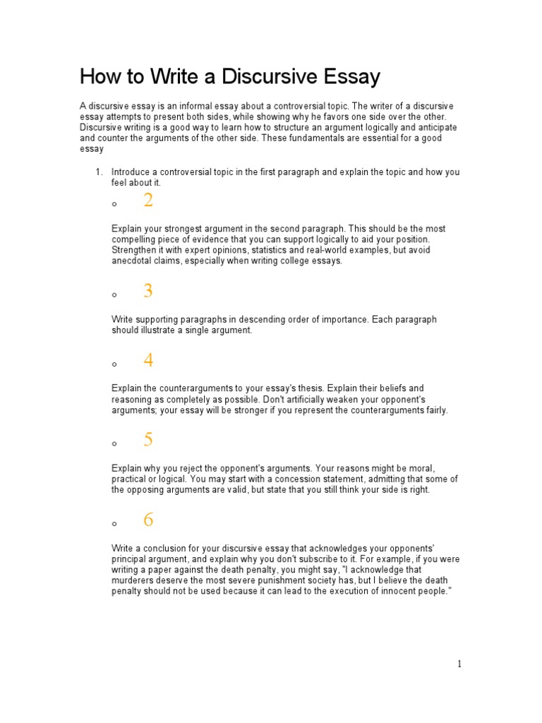 How To Write A Discursive Essay  PDF  Argument  Essays