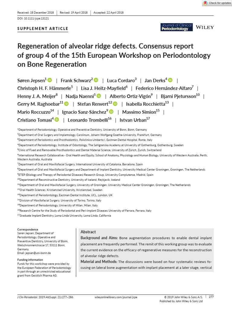 J Clinic Periodontology - 2019 - Jepsen - Regeneration of alveolar ...