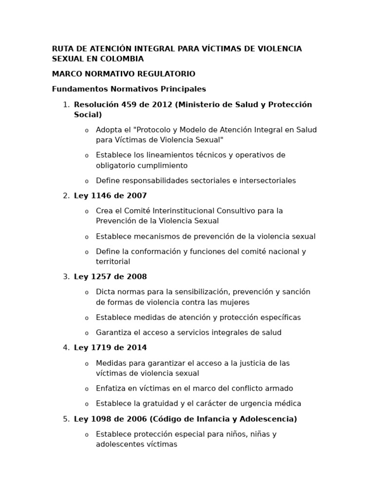 Ruta de Atención a Víctimas de Violencia Sexual | PDF | Violencia ...