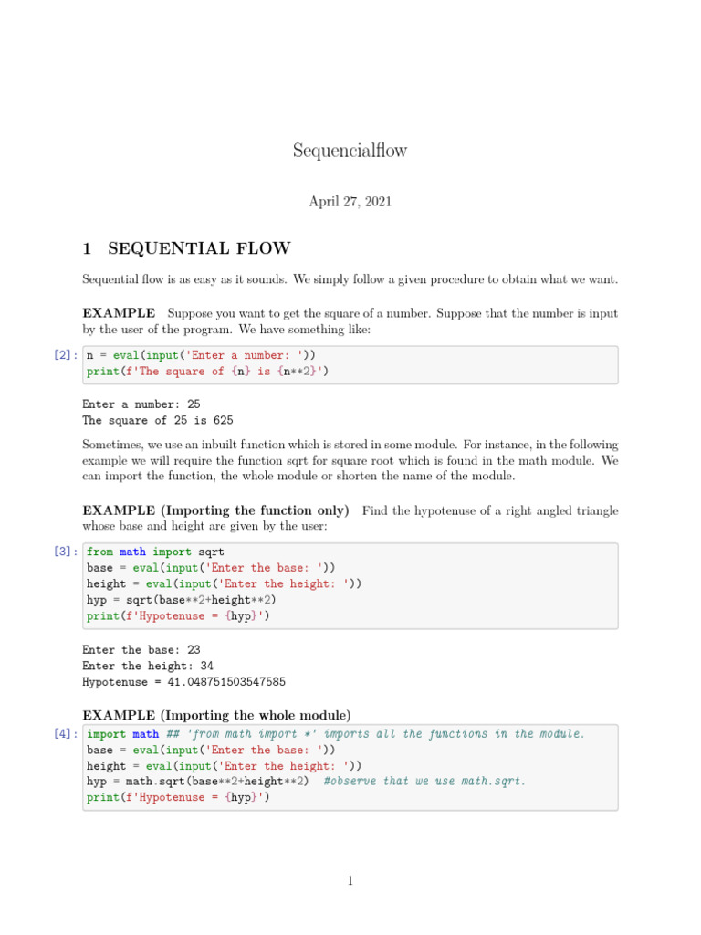 Calculating Hypotenuse in Python | PDF