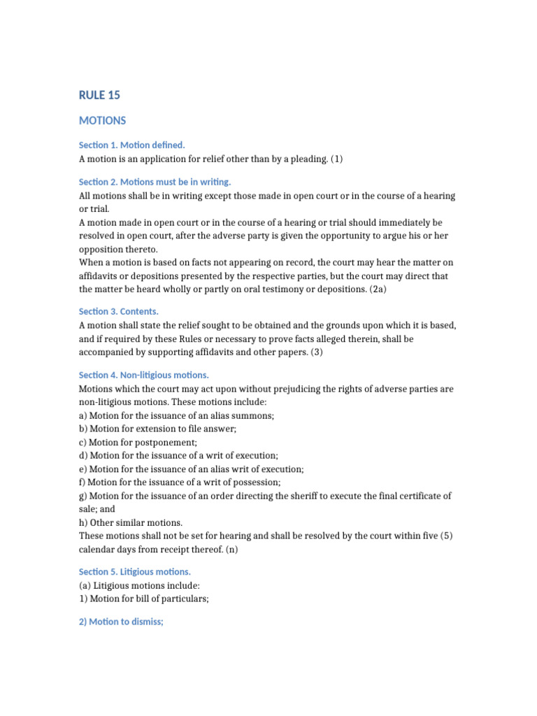 Understanding Court Motions Rules | PDF | Lawsuit | Pleading
