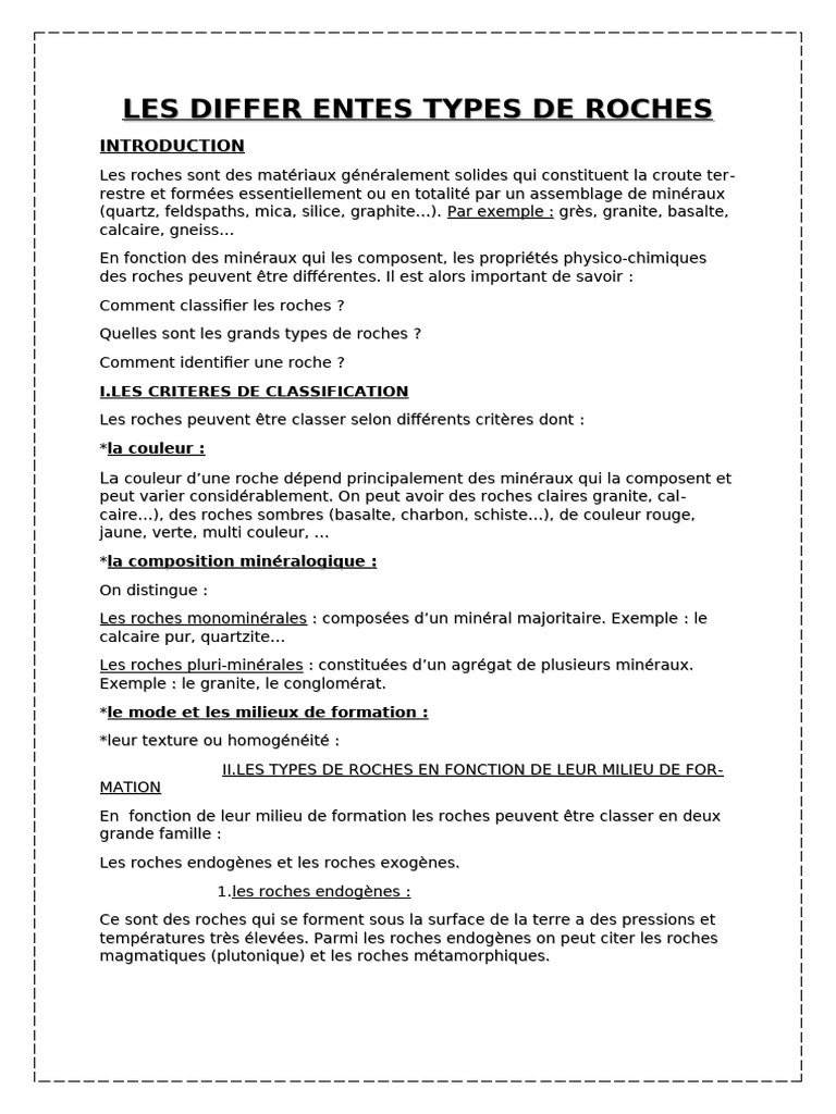 Types de roches et leur classification | PDF | Roche magmatique | Roche ...