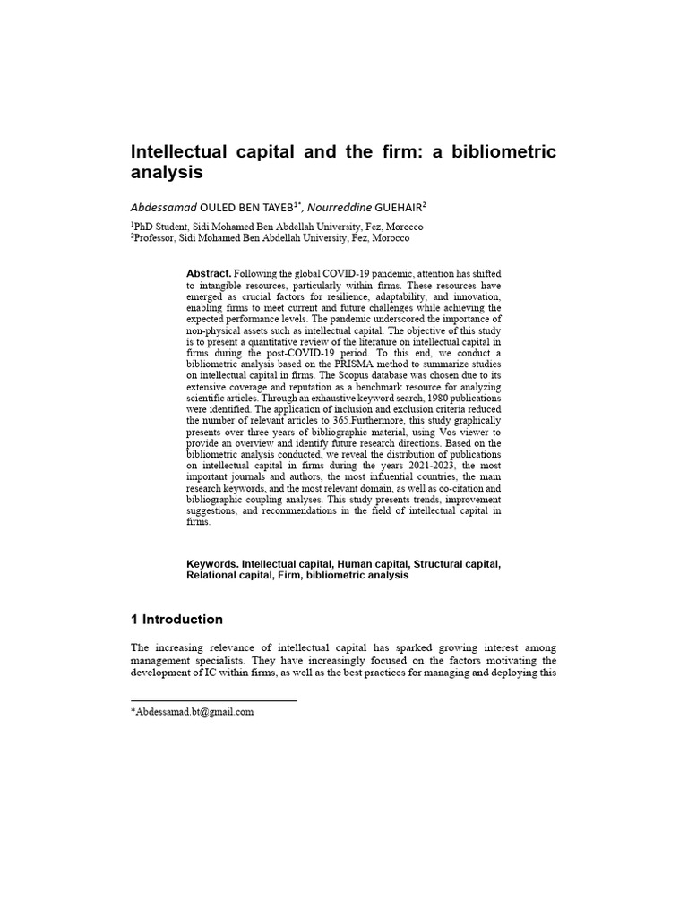 Bibliometric Analysis of Intellectual Capital | PDF | Analysis | Science