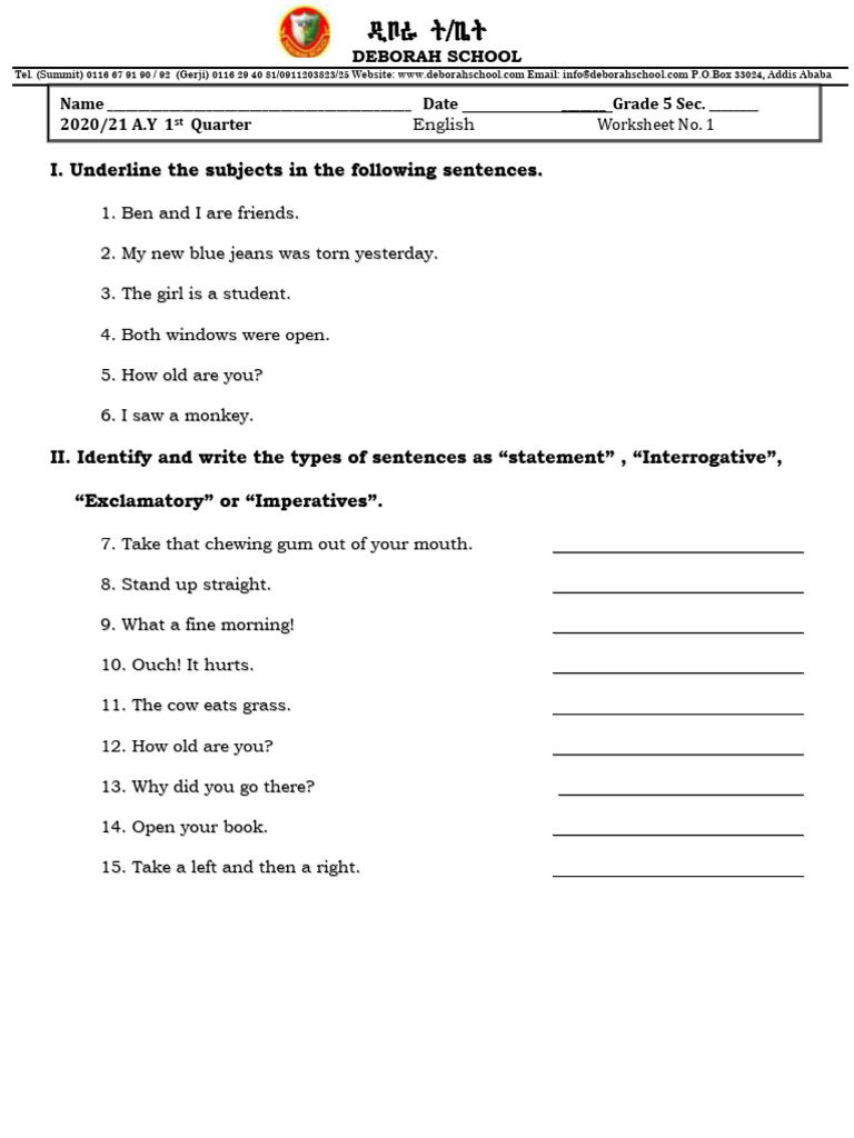 Grade 5 Worksheet 1 | PDF