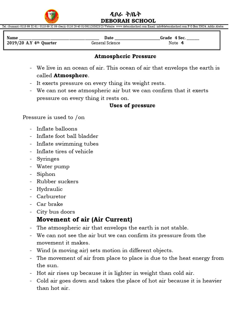 Understanding Atmospheric Pressure and Air Currents | PDF | Rain ...