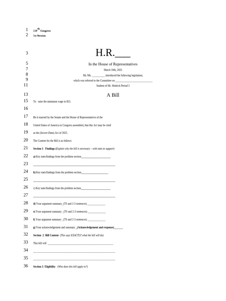 Minimum Wage Increase Bill Format | PDF | Bill (Law) | United States ...