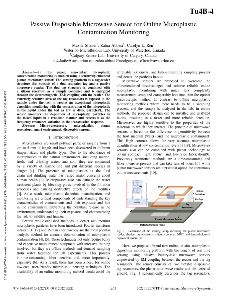 Passive Disposable Microwave Sensor For Online Microplastic ...
