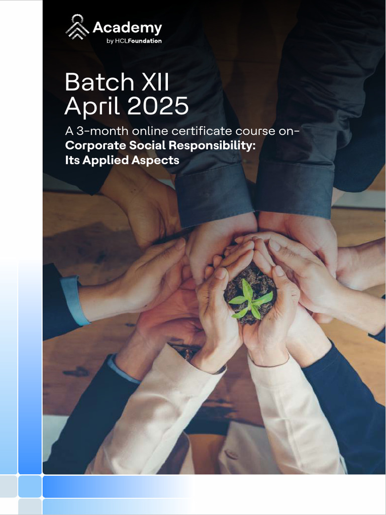 HCL Foundation CSR Course April 2025 | PDF | Corporate Social ...