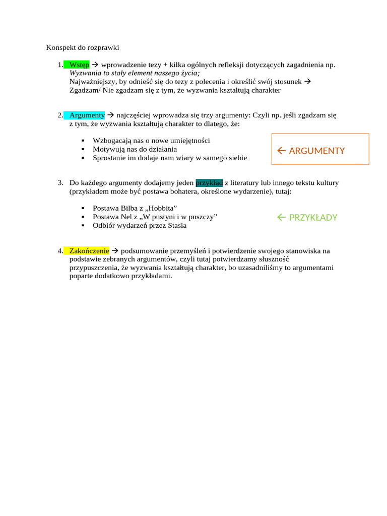 Konspekt Do Rozprawki | PDF
