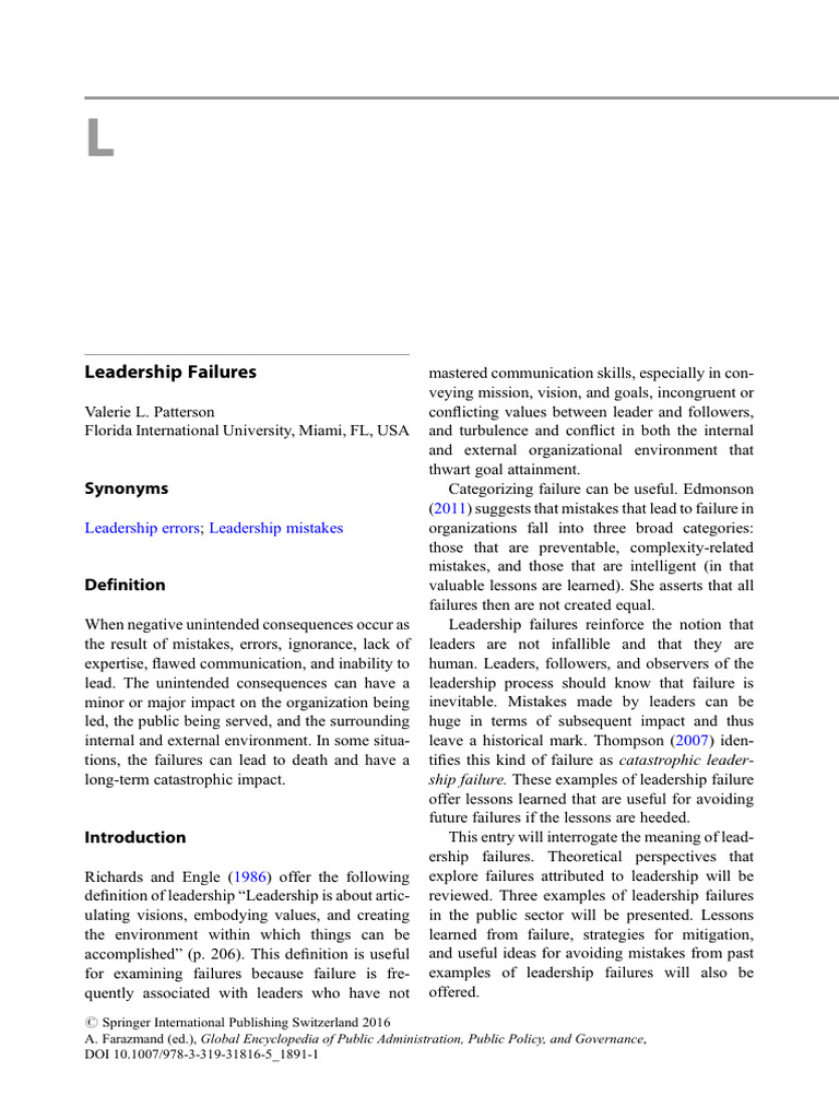 Understanding Leadership Failures | PDF | Leadership | Motivation