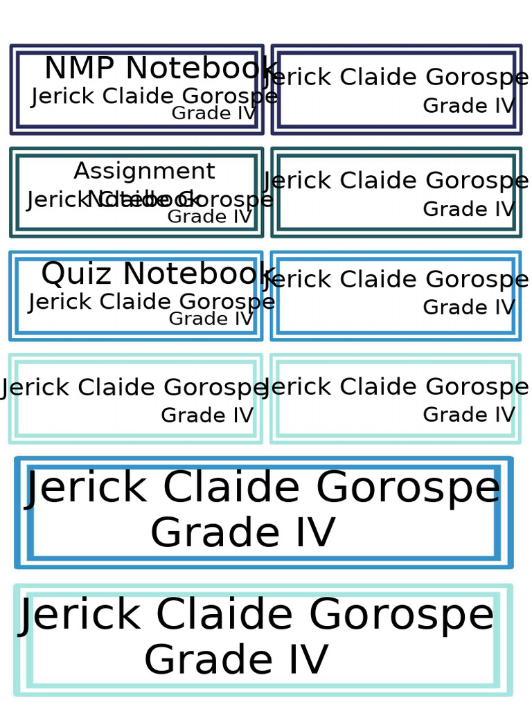 Quiz Notebook Label for Jerick Gorospe | PDF