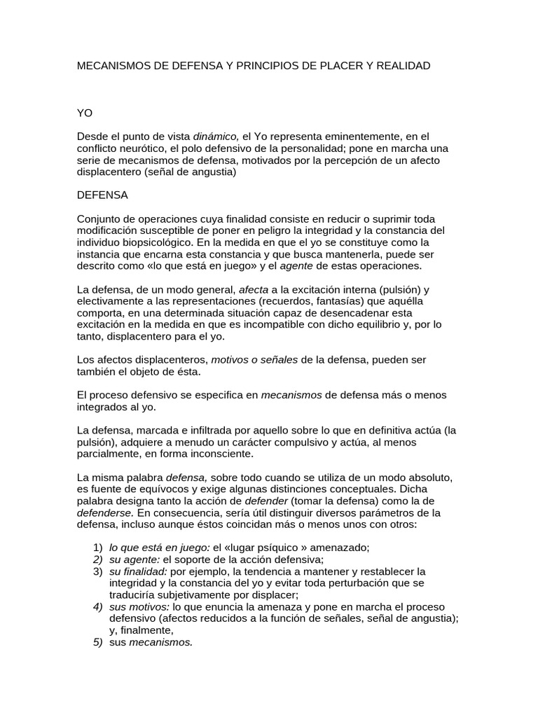 Mecanismos de Defensa del Yo en Psicología | PDF | Neurosis | Mente ...