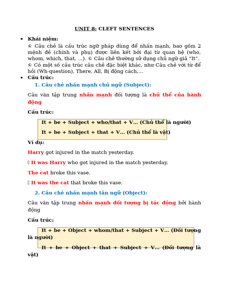 Cleft Sentences and Their Structures | PDF | Syntax | Language Mechanics