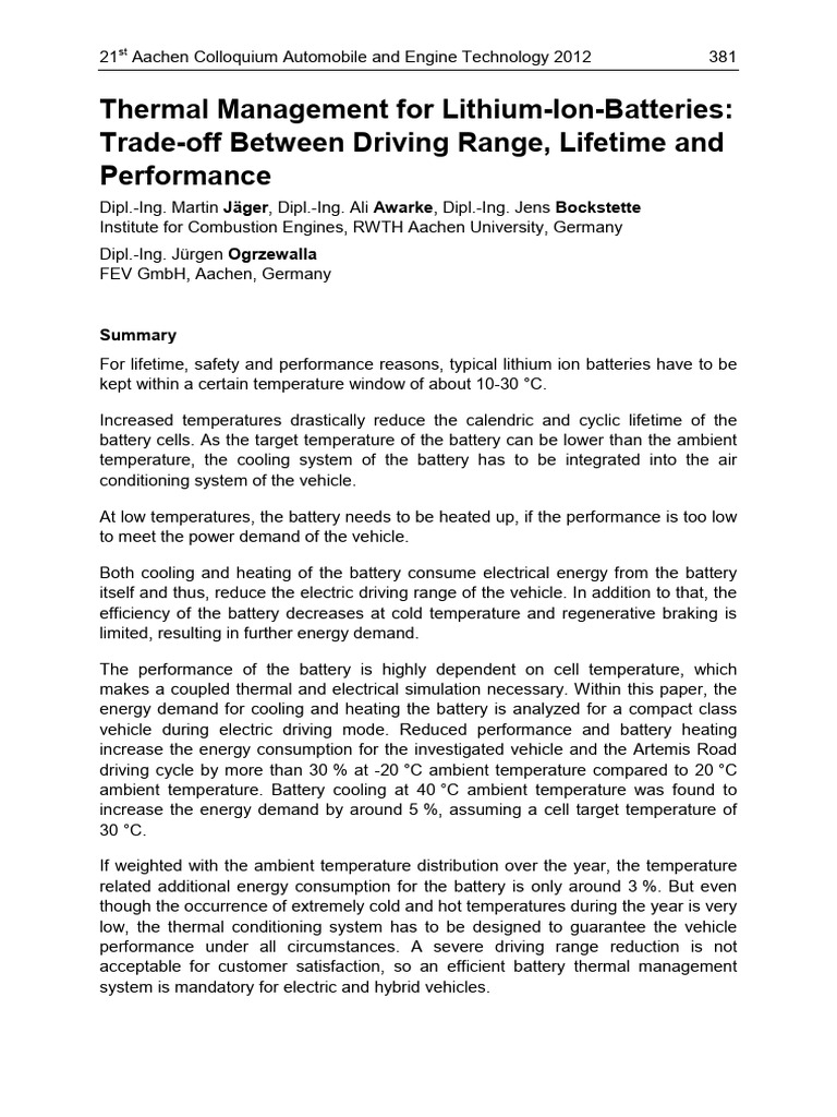Thermal Management For Lithium-Ion-Batteries | PDF | Radiator | Heat ...