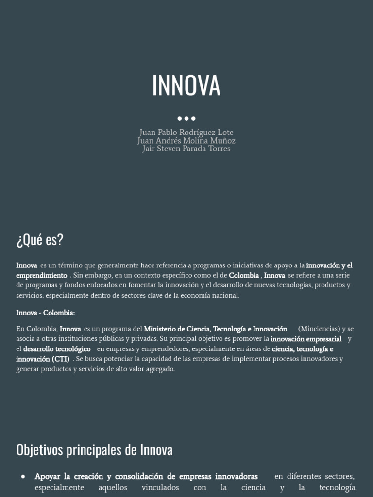 Innova: Impulso a la Innovación en Colombia | PDF | Iniciativa ...