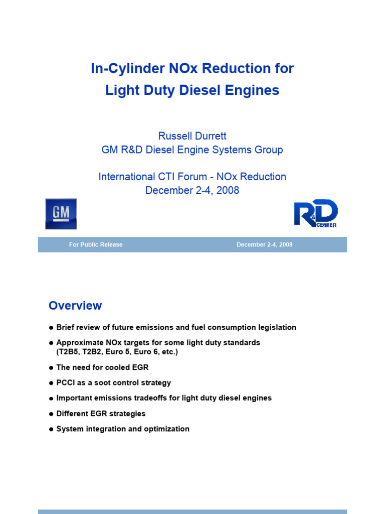 Durrett, GM R&D Center, Presentation | PDF | N Ox | Combustion
