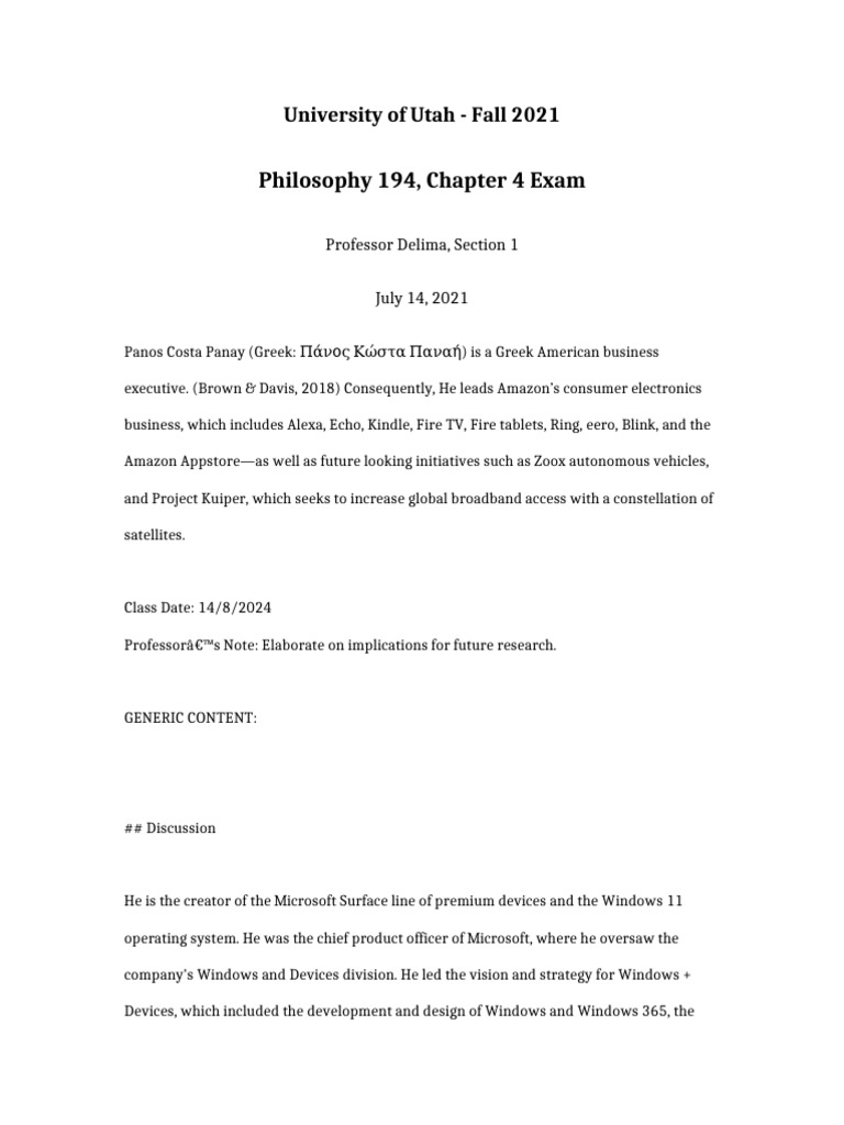 Philosophy 194 Chapter 4 Exam | PDF | Mobile Computers | Computing