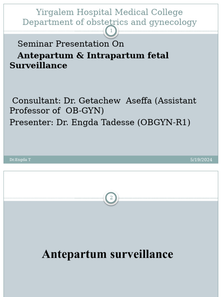 Antepartum Fetal Surveillance Overview | PDF | Prenatal Development ...