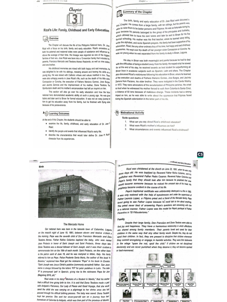 Rizals Life Childhood and Early Education+(1) | PDF