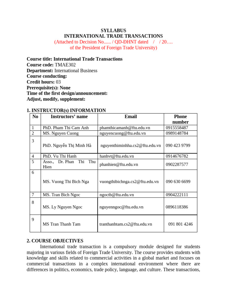 TMAE302 - International Trade Transaction | PDF | Learning | Knowledge