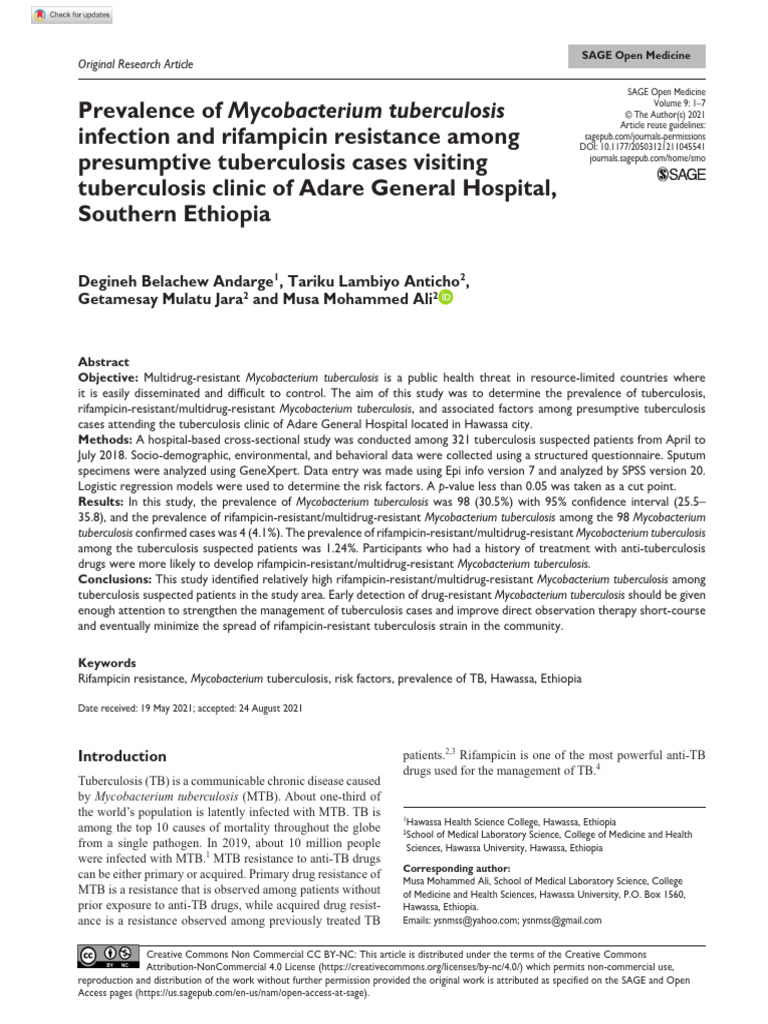 Andarge Et Al 2021 Prevalence of Mycobacterium Tuberculosis Infection ...