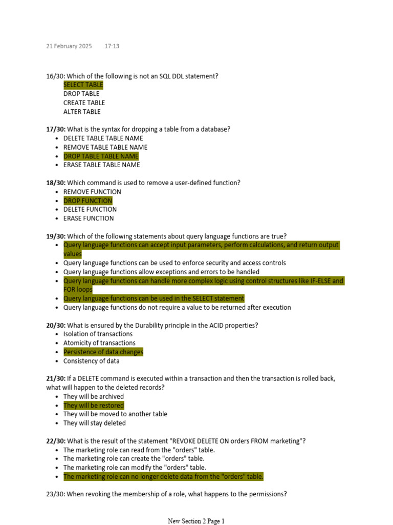 SQL DDL and Query Language Concepts | PDF | Data Warehouse | Data ...