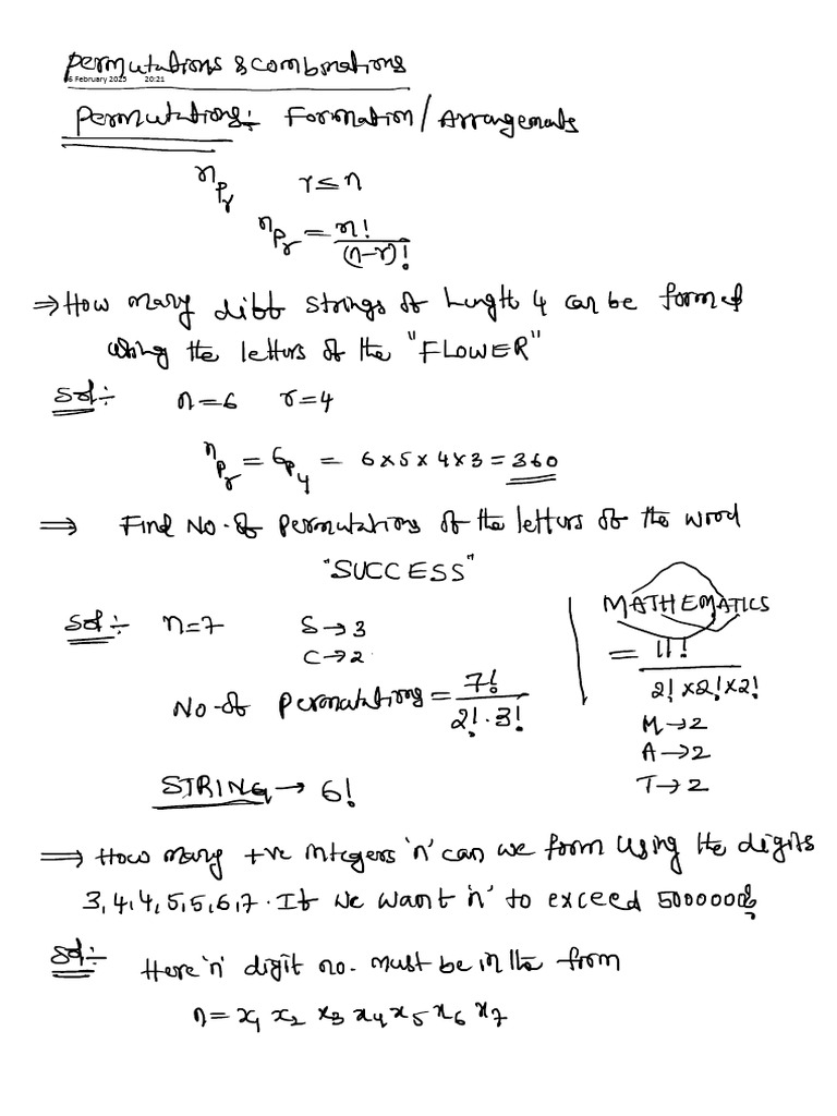 Permutations S Combinations. | PDF