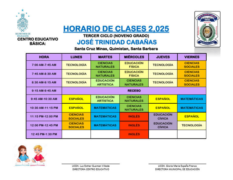 Horario de Clases Primaria 2025 | PDF