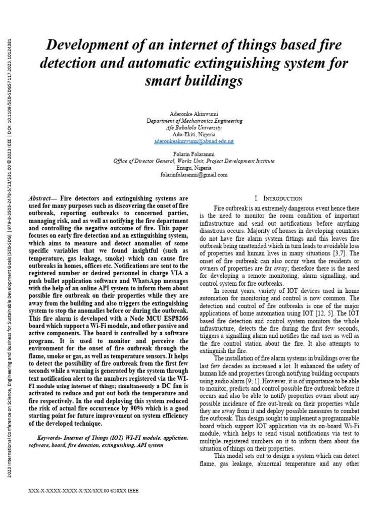 IoT-Based Fire Detection System | PDF | Internet Of Things | Relay