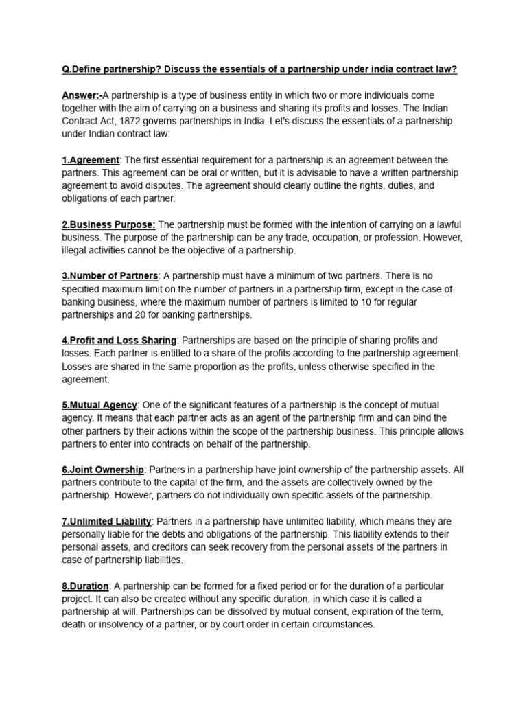 Special Contract - Partnership Essential | PDF | Partnership | Legal ...