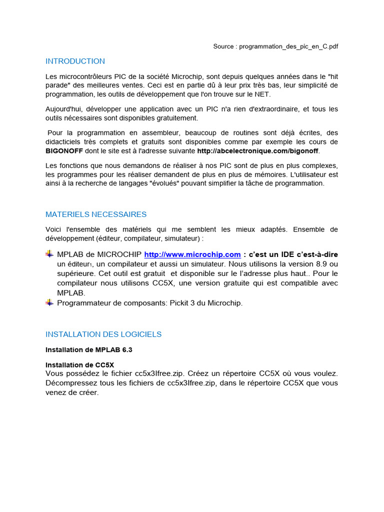Programmation PIC avec MPLAB C | PDF | Compilateur | Programmation