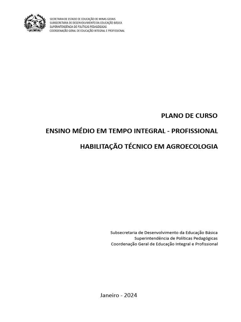 Curso Técnico em Agroecologia EMTI | PDF | Agroecologia | Pedagogia