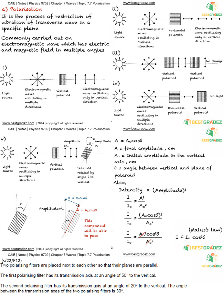A) Polarisation | PDF | Polarization (Waves) | Waves