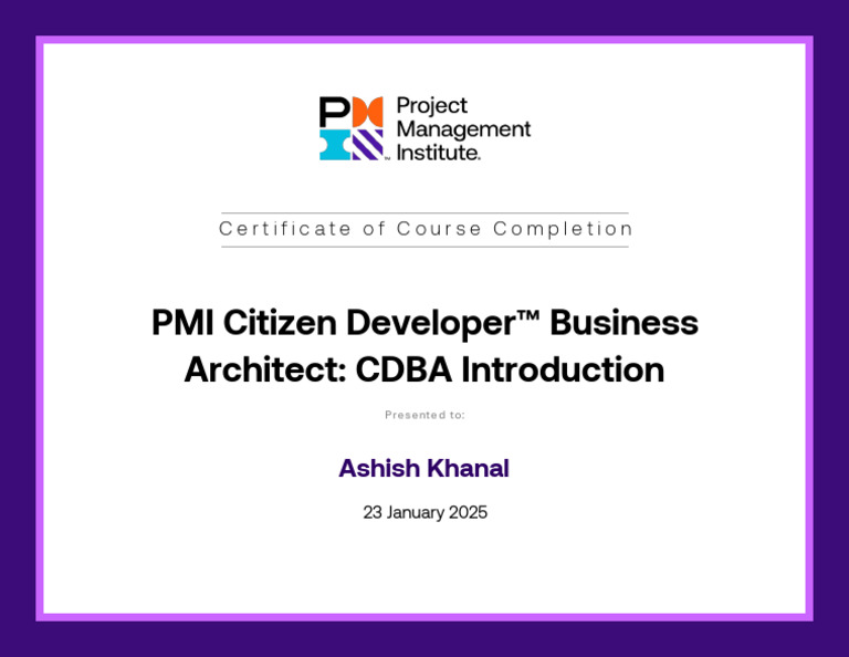 CDBA Course Completion Certificate | PDF