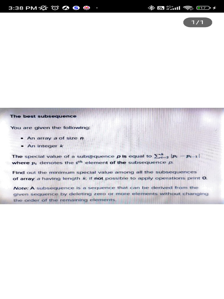 Minimum Special Value of Subsequence | PDF
