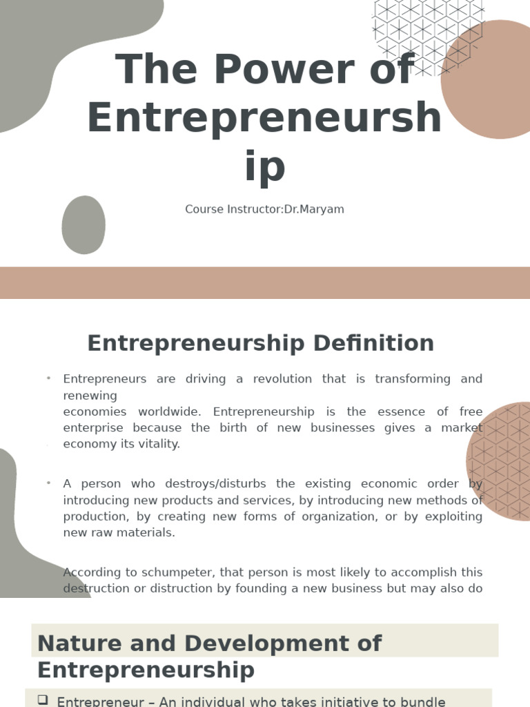 CH #1 The Power of Entreprenurship | PDF | Entrepreneurship | Social ...