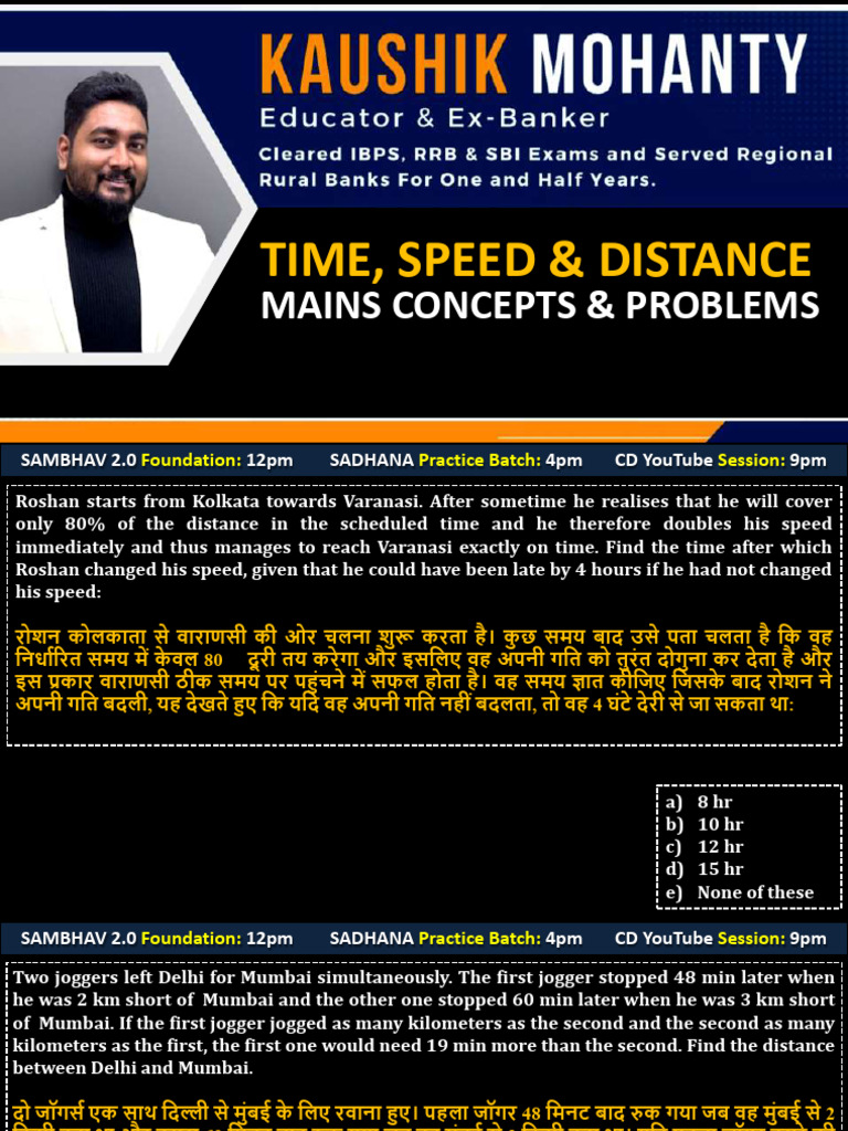 Time, Speed & Distance Mains Problems - 43901023 - 2025 - 03 - 04 - 19 ...