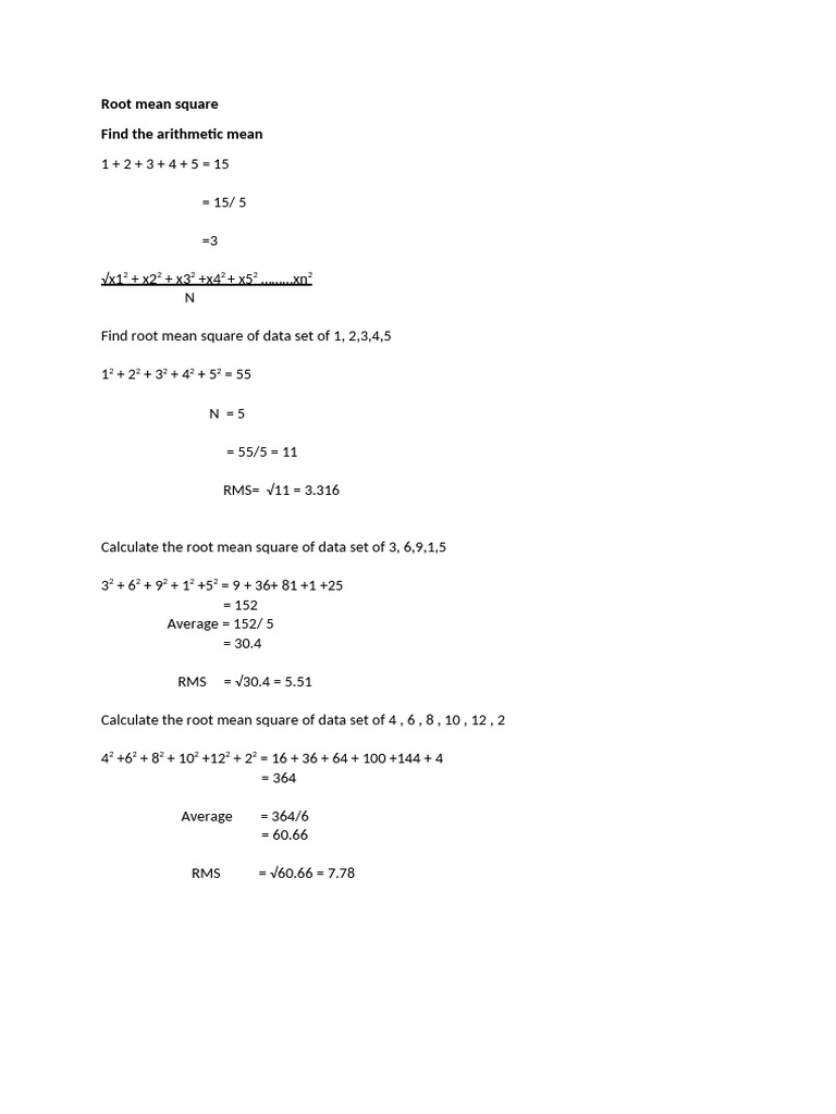 Calculating Root Mean Square Values | PDF